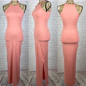 Hot Kiss Peach Blossom Cutaway Arm Bodycon Maxi